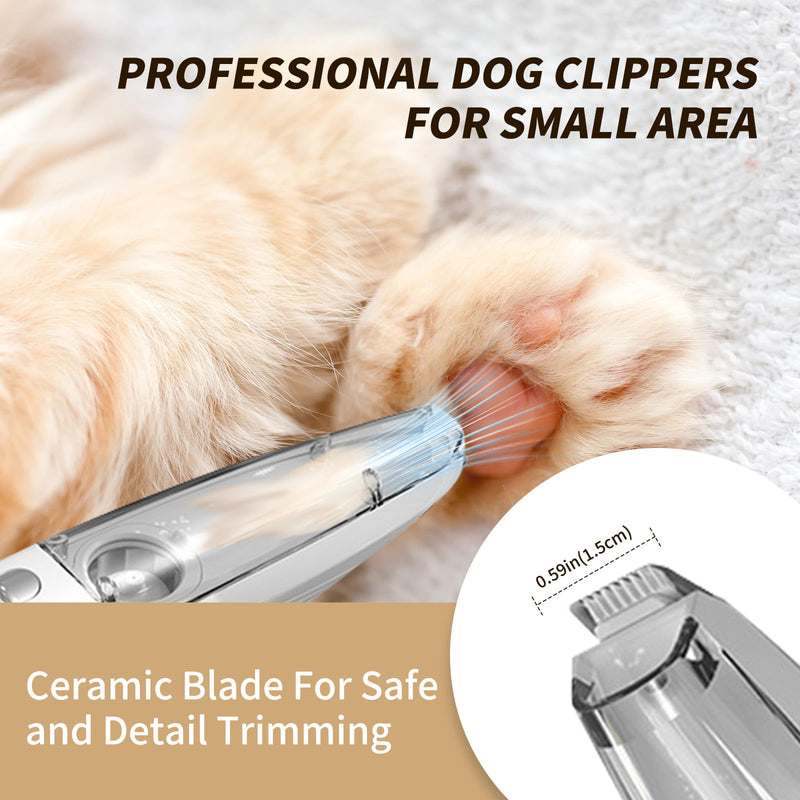 SmartTail Dog Paw Clippers, Corldless Paw Trimmer for Grooming with Vacuum Suction,Dog Clippers for Face, Eyes, Ears and Paws with Hair Storage Bin,LED Light,2-Speed Rechargeable Pet Shaver Clippers - BeesActive Australia