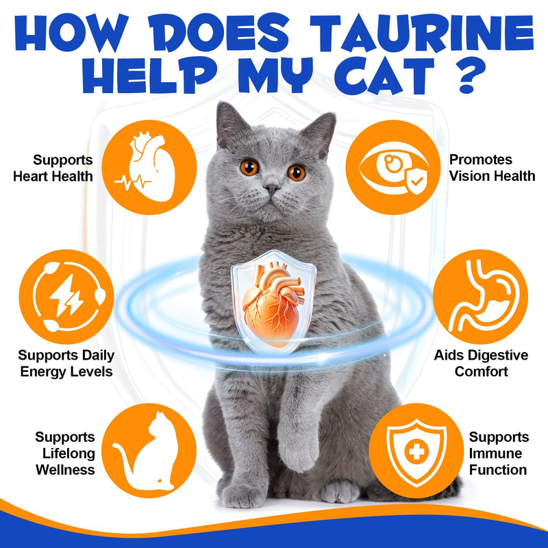 Taurine for Cats – Essential Amino Acid Powder Supplement – Taurine Powder for Cats Helps Maintain Normal Heart & Eye Function – High Purity (99%+) Formula for Kittens, Adult & Senior Cats,200g