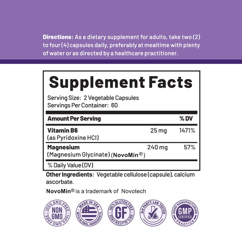 Magnesium Glycinate with B6, 240mg Elemental Magnesium, 120 Caps