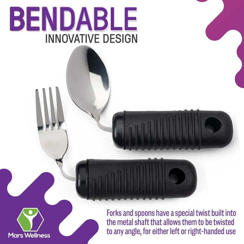 Mars Wellness Weighted Utensils Set - 3-Piece Heavy Duty, Stainless Steel Fork, Knife, and Spoon Adaptive Utensils Enhanced Stability while Eating for Elderly, Hand Tremors and Parkinson's Patients 3 Piece - BeesActive Australia