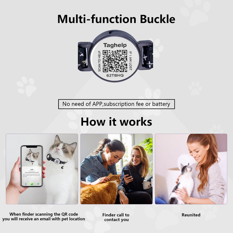 2PCS Breakaway Cat Collars with QR Code Bell Moons Stars Cute Kitty Adjustable Safe Kitten Collars with Pendant Glow in The Dark. Smart ID tag.Real-time scan alerts (Purple&Pink) Purple & Pink - BeesActive Australia