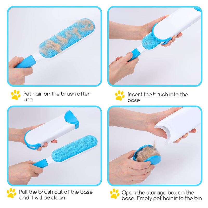 Nobleza lint brush animal hair, reusable lint roller, pet hair remover with extremely easy cleaning, self-cleaning pet hair remover for removing cat hair and dog hair Blue-1 - BeesActive Australia