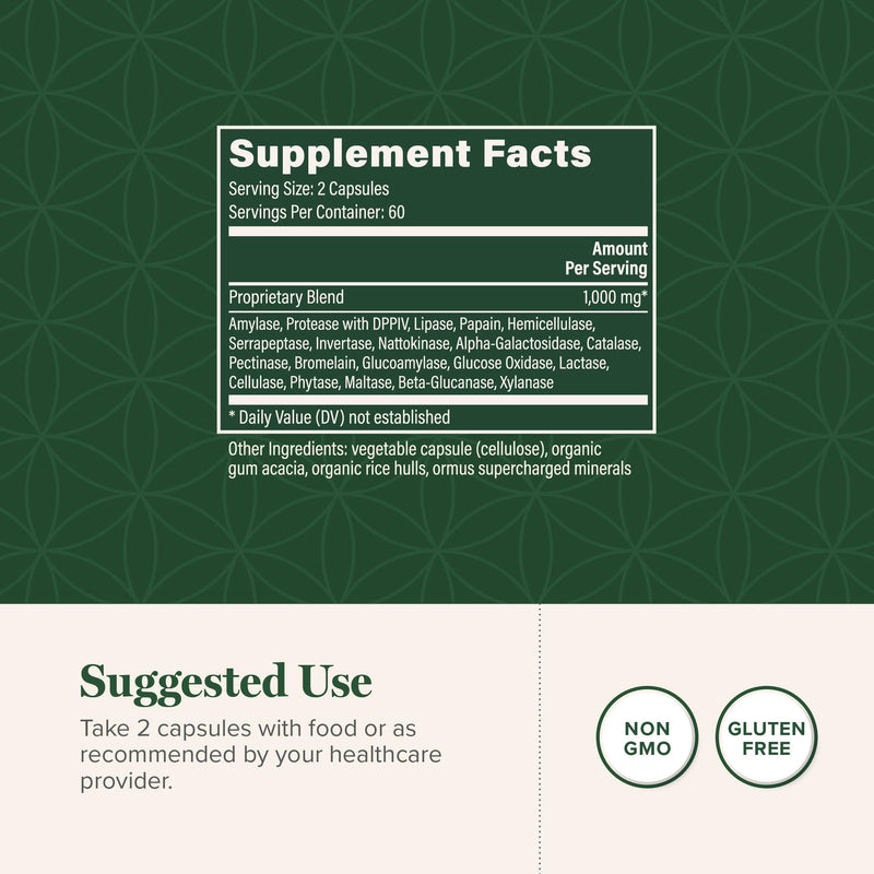 Global Healing - Ultimate Enzymes - Systemic & Digestive Enzymes Supplement for Healthy Digestion, Immune System Boost & Natural Gut Health, Digestive Enzyme for Women & Men, Lipase