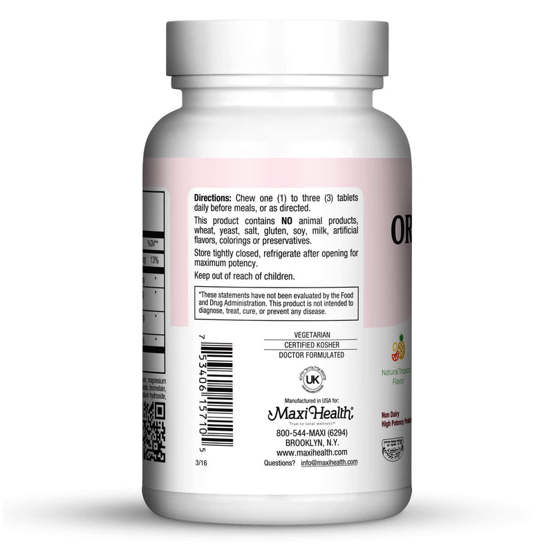 Maxi Health® Oral Probiotics Chewable, Tropical Flavor (100 Count) | Kosher | Chewable Oral Probiotic | Tropical Flavor · Non-Dairy | Daily Oral Probiotic Support | Doctor Formulated Tropical Tablets 100 Count (Pack of 1)