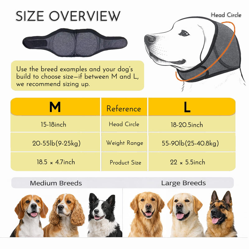 No-Shake Ear Wraps for Dogs: Breathable Bonnet to Stop Shaking & Aid Aural Hematoma Recovery - Post-Surgery Bleeding Protection for Golden Lab & Shepherd Large Breed