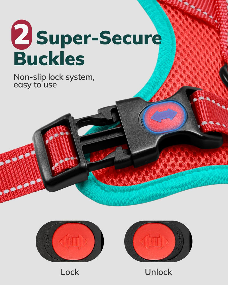 MIDOG Dog Harness, No-Pull Pet Harness and Leash Set for Small Medium Large Dogs Walking, No Choke Front Clip Dog Reflective Harness, Adjustable Soft Padded Pet Vest with Easy Control Handle (Red,L) Red - BeesActive Australia