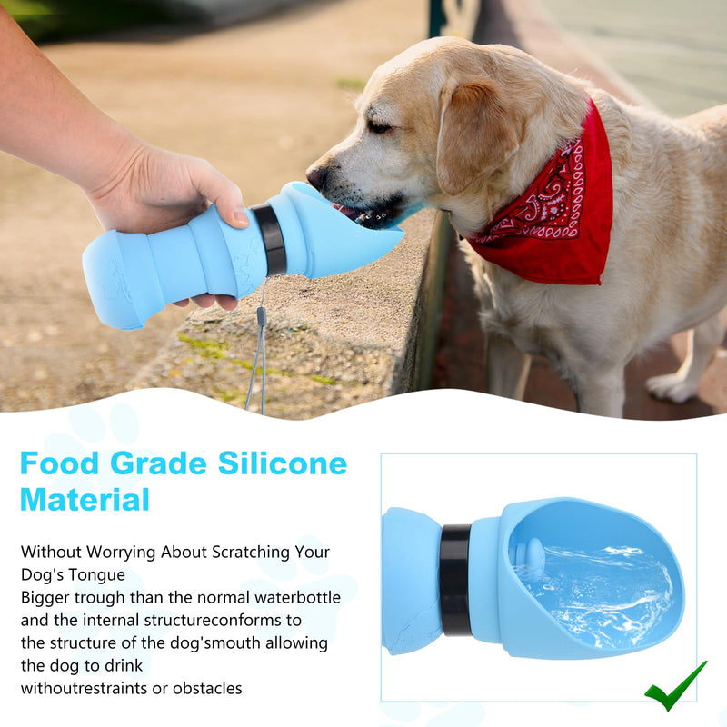 Foldable Dog Round Water Bottle for Walk, Travel, Food Grade Silicone Spherical Water Bottle for Dogs, Portable Dog Spherical Water Bottle, Travel Essentials for Dogs on The Go Blue 18Ounces - BeesActive Australia