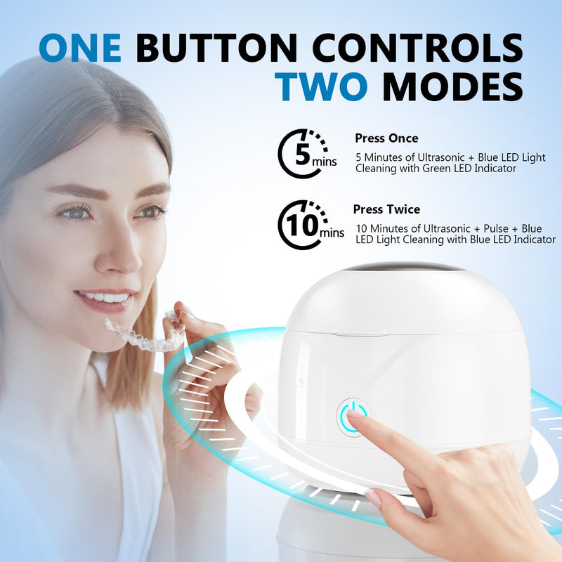 Ultrasonic Retainer Cleaner Machine 45kHz 200ml Portable Ultra Sonic Retainer Cleaner for Dental Retainer Mouth Guards Aligner Night Guard Braces Toothbrush Jewelry - BeesActive Australia