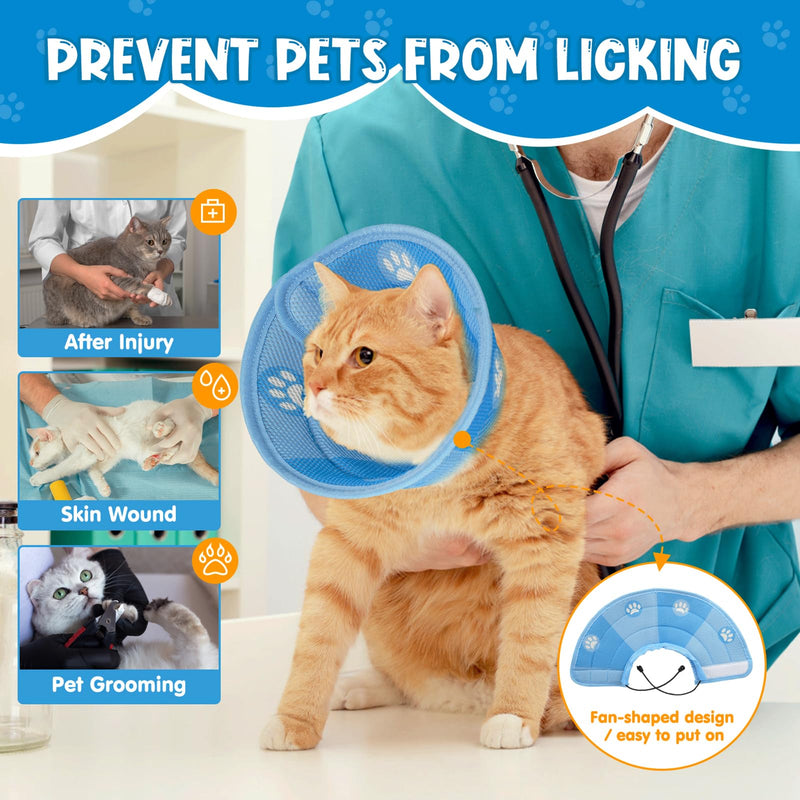Neck collar cat, foldable soft protective collar cat Elizabethan collar, recovery collar soft collar cone after surgery and injuries (blue, L) blue - BeesActive Australia