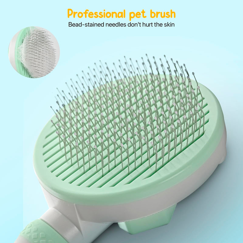 3PCS Cat Grooming Kit,Cat Brushes for indoor Cats with Cat Nail Clipper & Nail File,Self Cleaning Slicker Brush for Dogs & Cats(Green) GREEN - BeesActive Australia