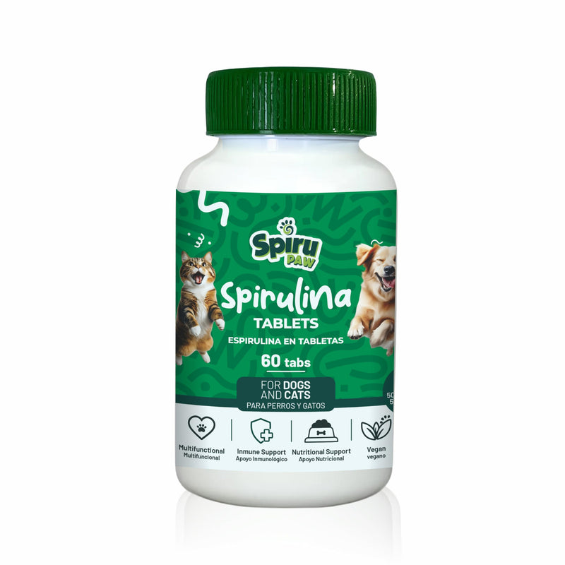 Spirulina Tablets for Dogs & Cats, Plant-Based Microalgae Pet Supplement, Easy Daily Tablet Format, Supports Daily Wellness + Skin & Coat, 60 Count Tablets 60 count