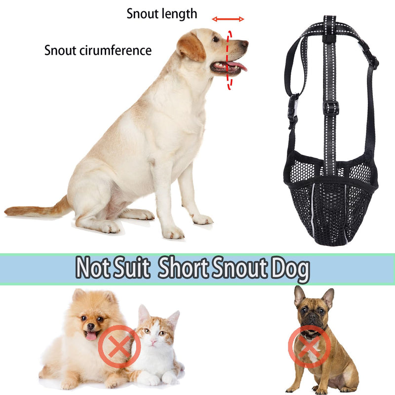 Muzzle for Large Dogs, Prevent Chewing/Eating/Biting Dog Muzzle, Breathable Reflective Adjustable Muzzle Medium Dog (Black, L) Black - BeesActive Australia