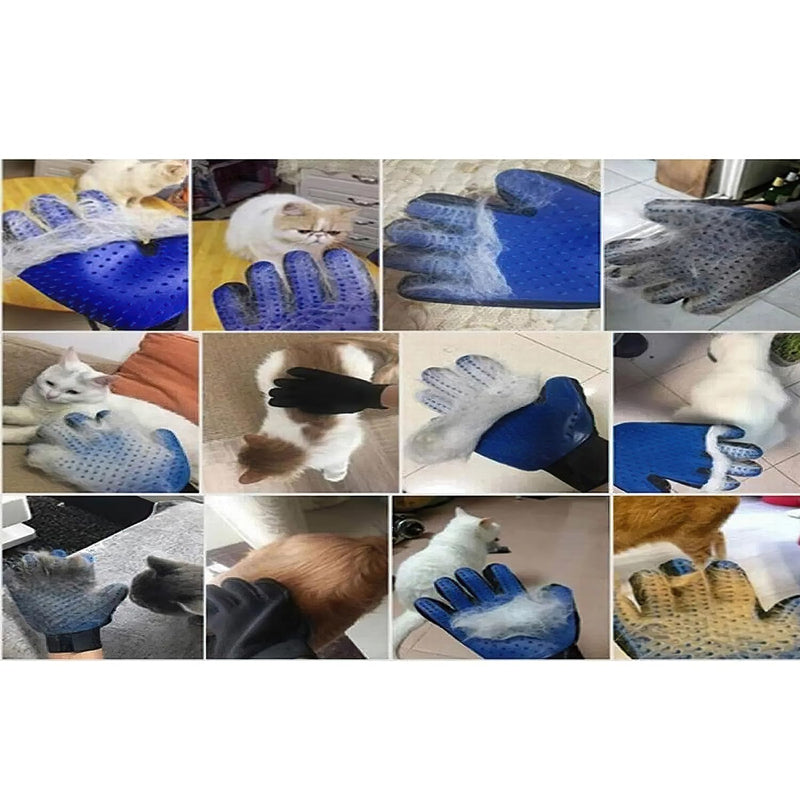 Pet Hair Removal Glove - Gentle Pet Grooming Glove Brush - De-shedding Glove Grooming Glove for Dogs, Cats, and Horses with Long/Short/Curly Hair | Pet Hair Removal Glove - 1 Pack (Right Hand), Blue - BeesActive Australia