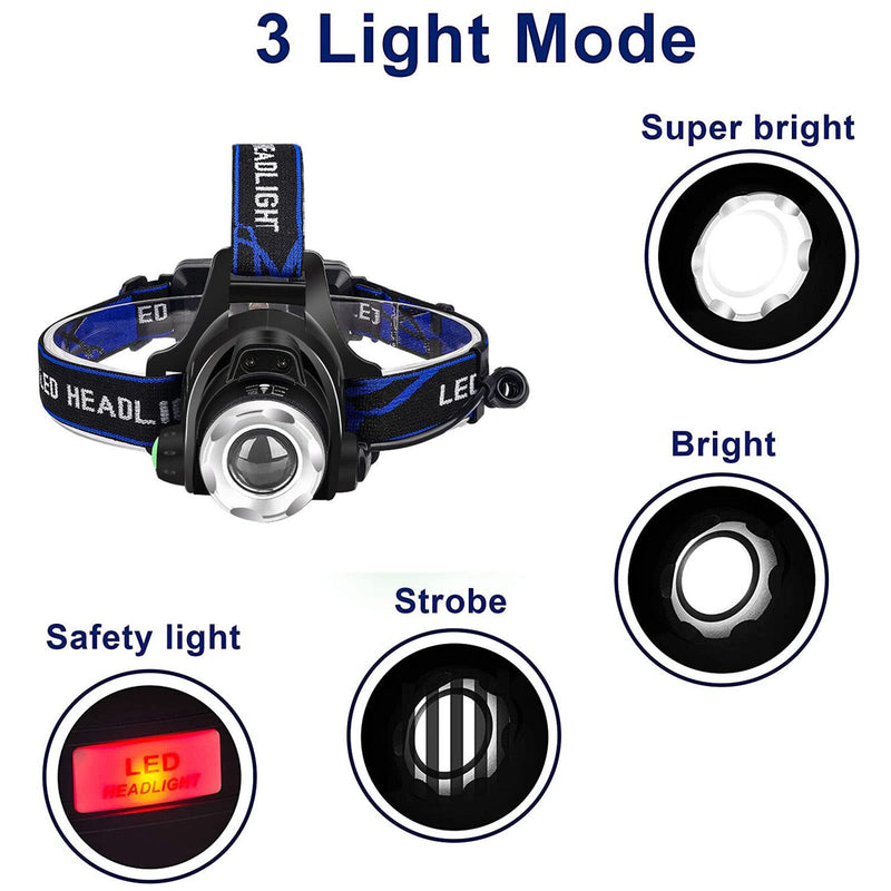 Green LED Headlamp Rechargeable Motion Sensor Super Bright Hunting Headlamps Waterproof Headlamp Flashlight Zoomable 3 Modes Headlight for Hunting Fishing Running