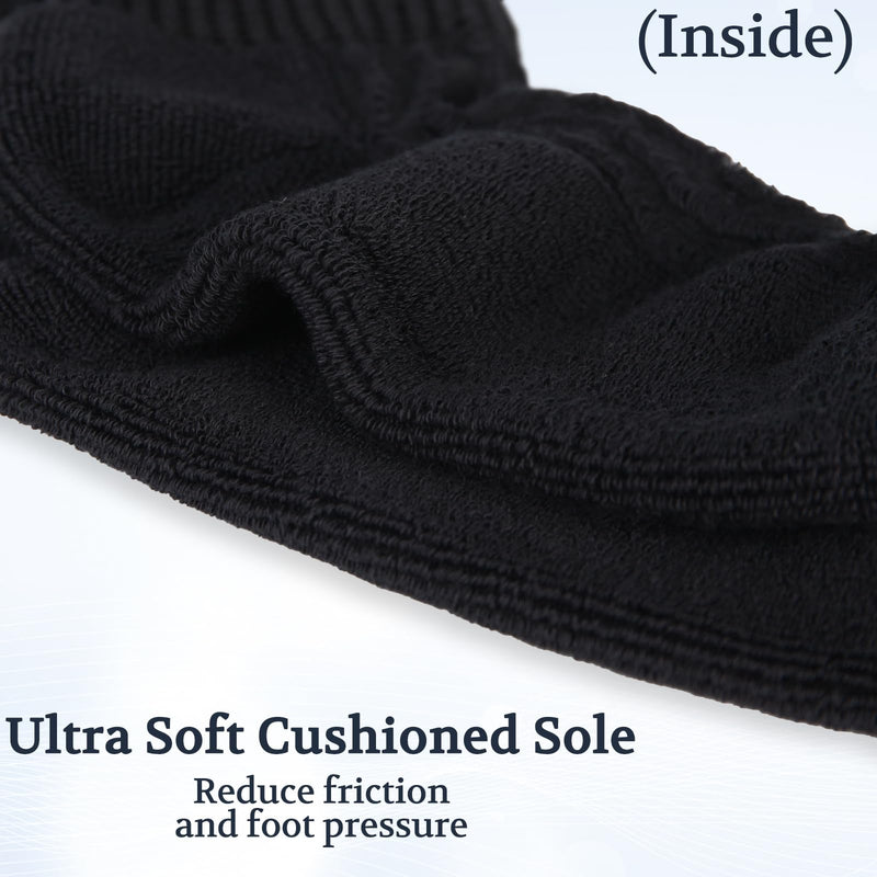+MD Diabetic Socks for Men Women 6 Pairs,Non-Binding Top Extra Wide Ankle/Crew Socks, for Edema Circulator 9-11 10-13 13-15 Ankle/6 Pairs Black