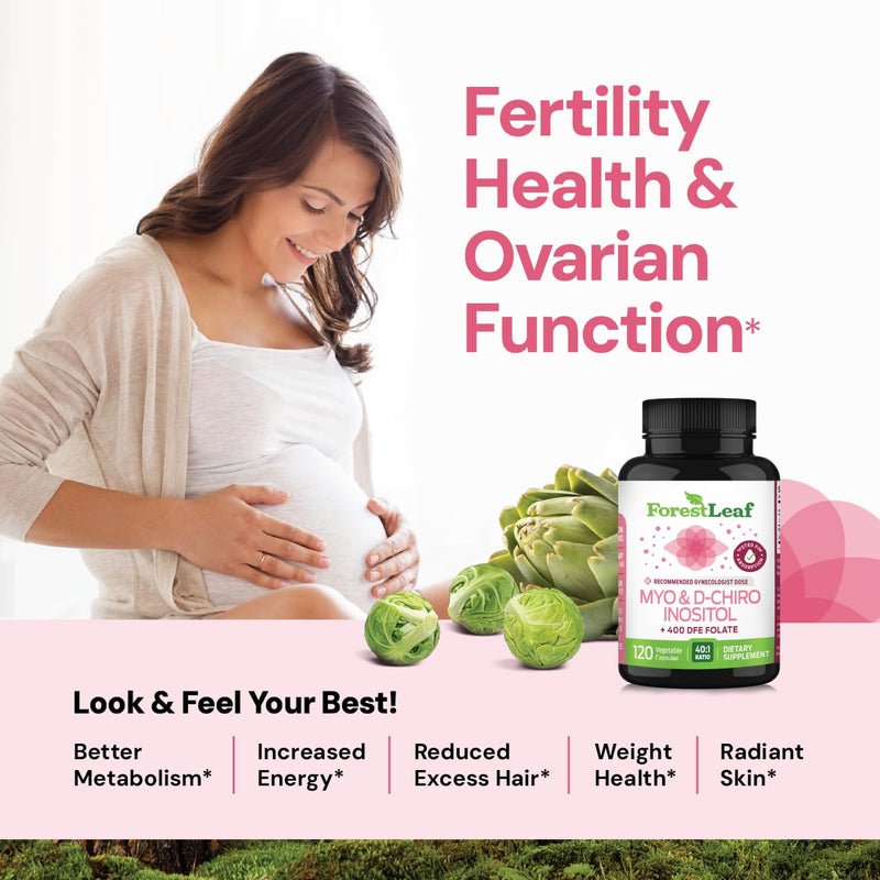 Myo-Inositol & D-Chiro Inositol Supplement for Women's Health | Fertility Supplements Women | Inositol 40:1 Ratio Support Ovarian Function & Healthy Hormone Balance Women | 2050mg | 120 Powder Caps - BeesActive Australia