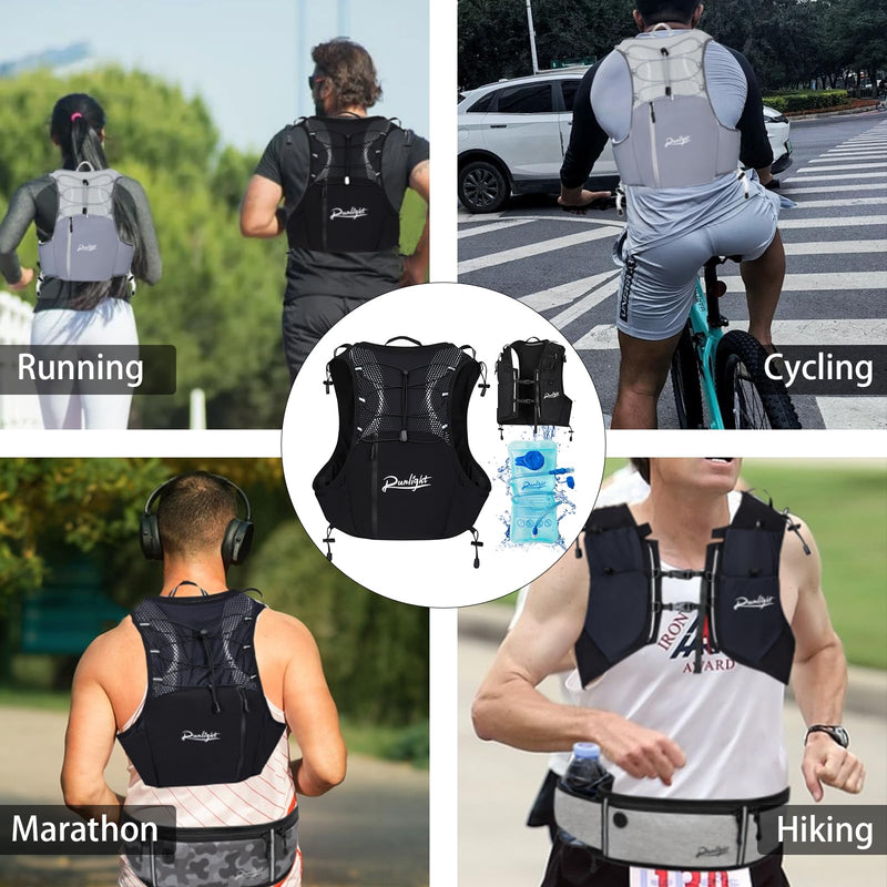 Hydration Vest Backpack,Lightweight Water Running Vest Pack with 1.5L Water Bladder Bag Daypack for Hiking Trail Running Cycling Race Marathon for Women Men (Black), W118-1