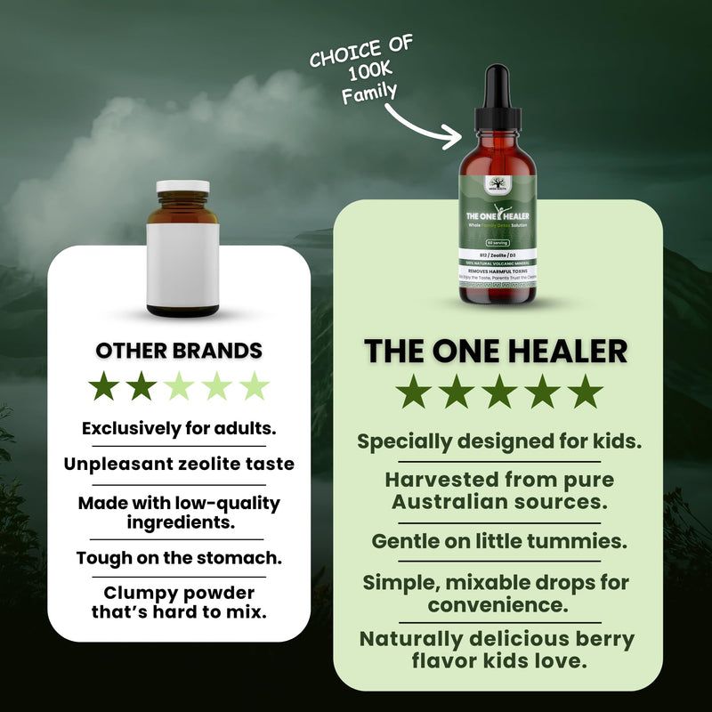 The One Healer Zeolite Detox for Kids & Adults – Pure Zeolite Drops with Methyl B12 and Vitamin D3 for Heavy Metal Detox and Full Body Cleanse – Advanced Natural Formula - 4oz Liquid Drops Supplement 2 Fl Oz (Pack of 2)