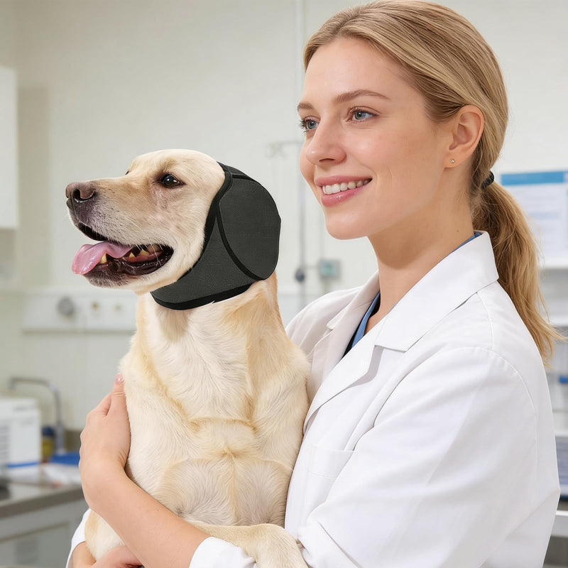 Dog Ear Defenders, Adjustable Dog Calming Ear Wrap, Noise-Muffling Ear Cover for Medium Dogs, Anxiety Relief During Bath, Grooming, Thunder & Fireworks, M