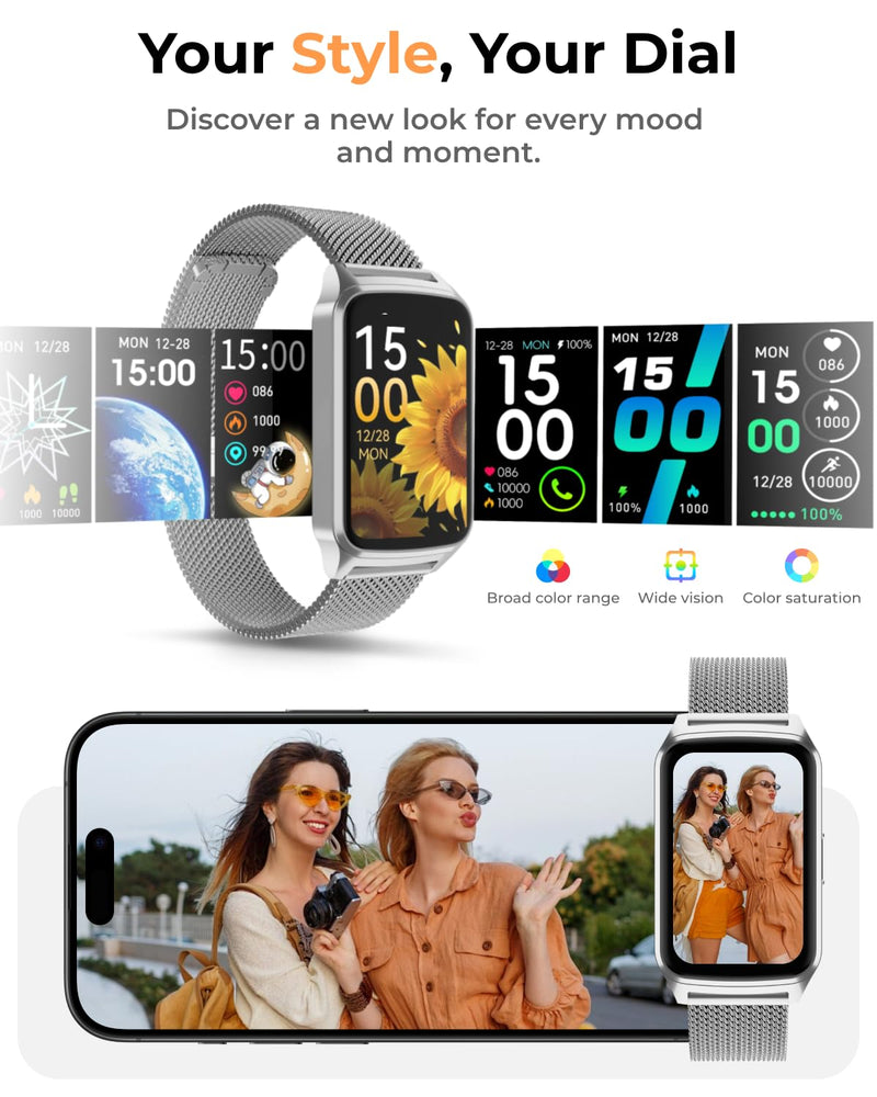 Fitness Tracker Watch for Men Women, Activity Tracker for iPhone and Android with Step Counter, Calorie, Sleep Monitor, 110+ Sports Modes, IP68 Waterproof Smartwatch (Minimalist, Silver, 1.57) Minimalist