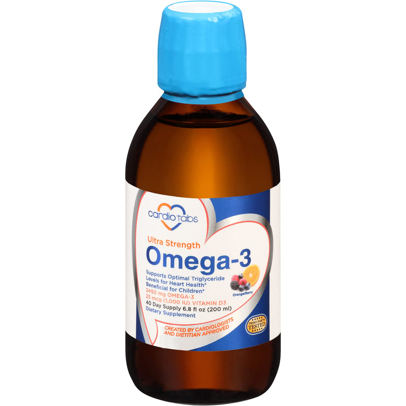Ultra Strength Liquid Omega-3 + Vitamin D3, Fish Oil Supplements 4,500mg Omega-3 Marine Oil from Fish Oil and Calamarine, 2,130mg DHA and EPA, + 1,000 IU of Vitamin D3-6.8 fl oz
