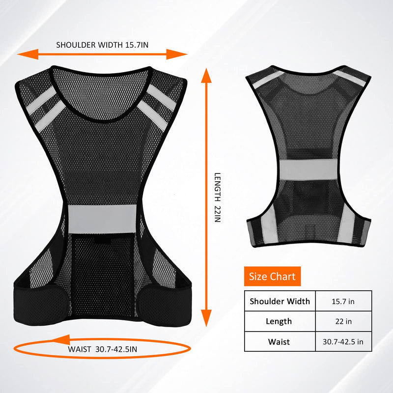 TCCFCCT Reflective Running Vest, High Visibility Running Gear with Large Pocket 3 Pack Mesh Black