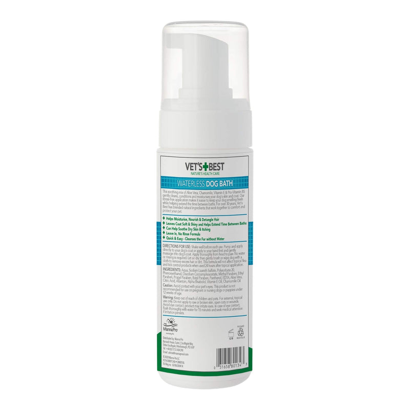Vet's Best Waterless Dog Bath | No Rinse Dry Shampoo for Dogs | Natural Formula Refreshes Coat and Controls Odor Between Baths | 5 Ounces,White/Tans - PawsPlanet Australia