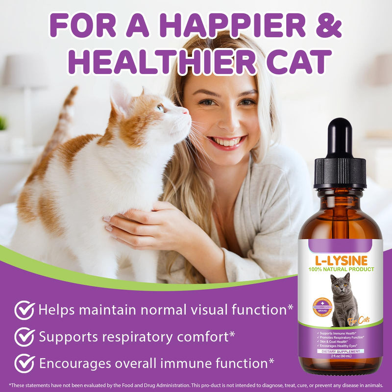 Lysine for Cats - 2 Packs Cat Lysine Drops