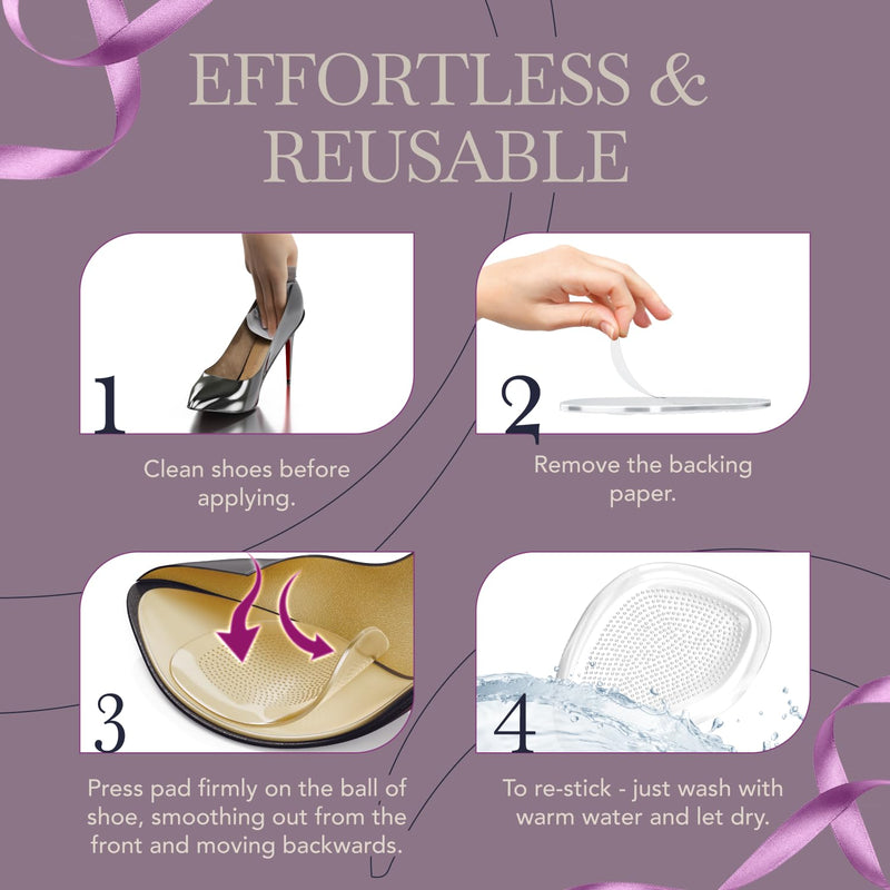 Ballotte Metatarsal Pads for Women, Silicone Gel Foot Cushions for High Heels, Ball of Foot Pain Relief, Non-Slip Shoe Pads for Shock Absorption & All-Day Wear, Prevention of Feet Fatigue (4 Pack) Metatarsal Pads - Tea Tree