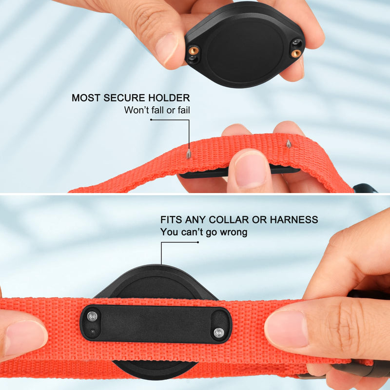 Airtag Dog Collar Holder, IP68 Waterproof Sturdy Lightweight TPU Protective Cover for Air Tag GPS Finder Tracker, Fits All Width Collars (Black B) Black B - BeesActive Australia