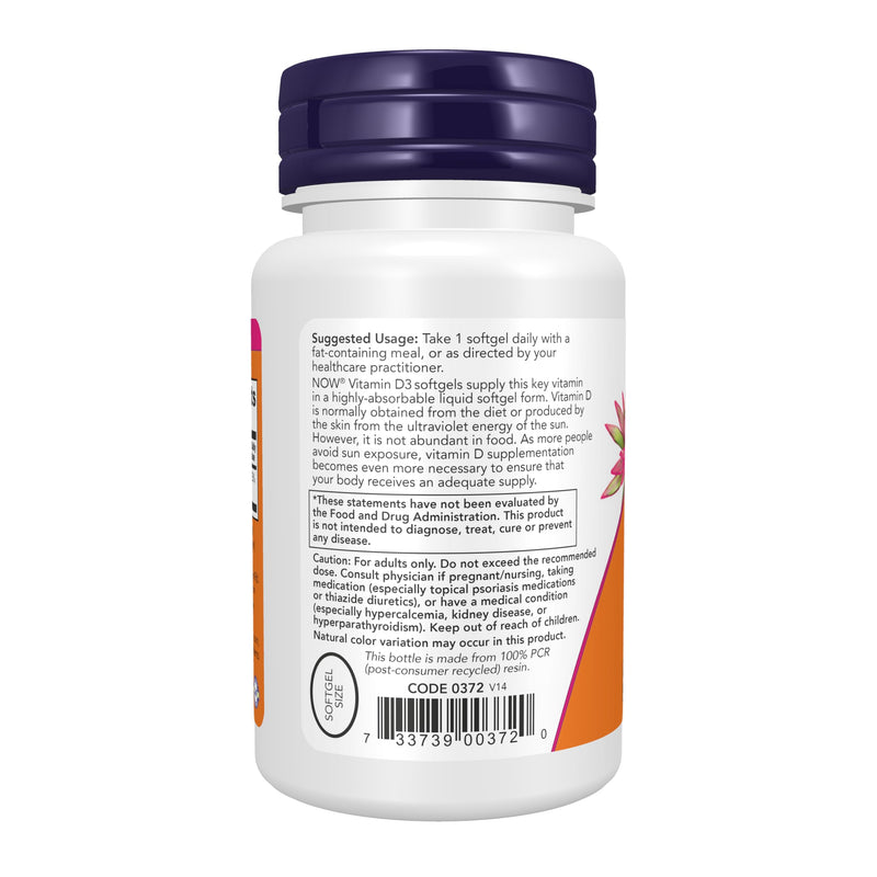 NOW Foods Supplements, Vitamin D-3 5,000 IU, High Potency, Structural Support*, 120 Softgels Vitamin D3 120 Count (Pack of 1)