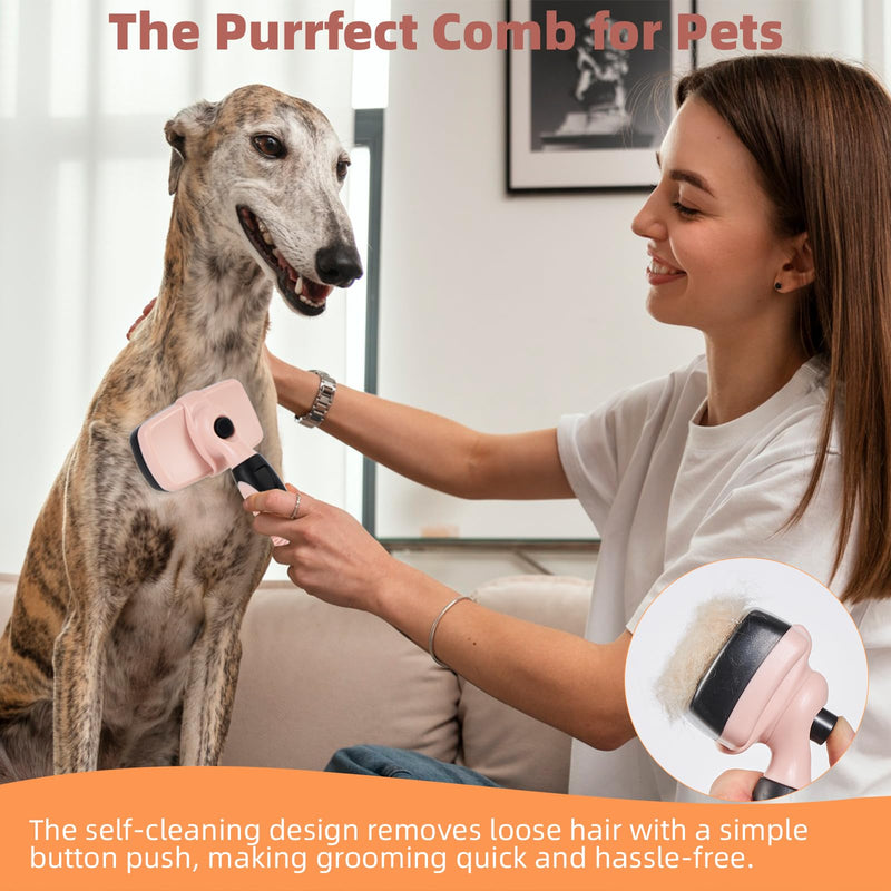 3PCS Cat & Dog Brush Set: Slicker & Deshedding Brush, Dematting Comb, and Bath Brush – Premium Grooming Tools for Shedding & Tangle-Free Fur (pink) pink - BeesActive Australia