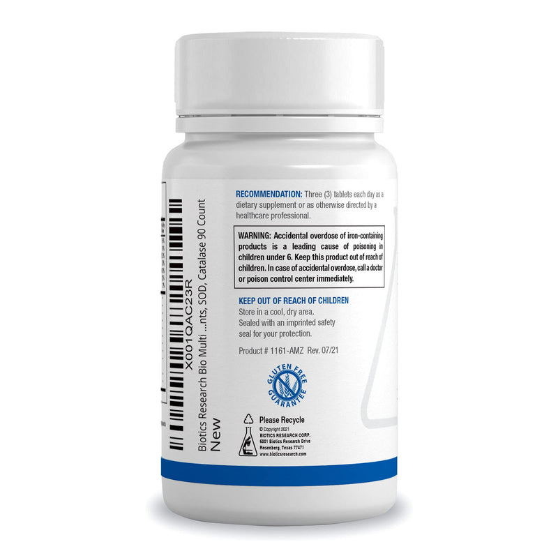 BIOTICS RESEARCH Bio-Multi Plus - Robust Foundational Multivitamin/Mineral Formula, Contains Plant-Based Trace Minerals 90 Tablets 90 Count (Pack of 1)