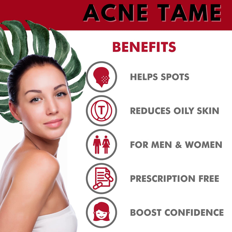 Acnetame Acne Pills- Acne Tame 3 Pack Supplement- Clear Skin Vitamins Pill for Oily Skin Treatment, Hormonal Blemishes, Spots & Cystic Acnes Supplements for Women, Men, Teens & Adults- 180 Tablets