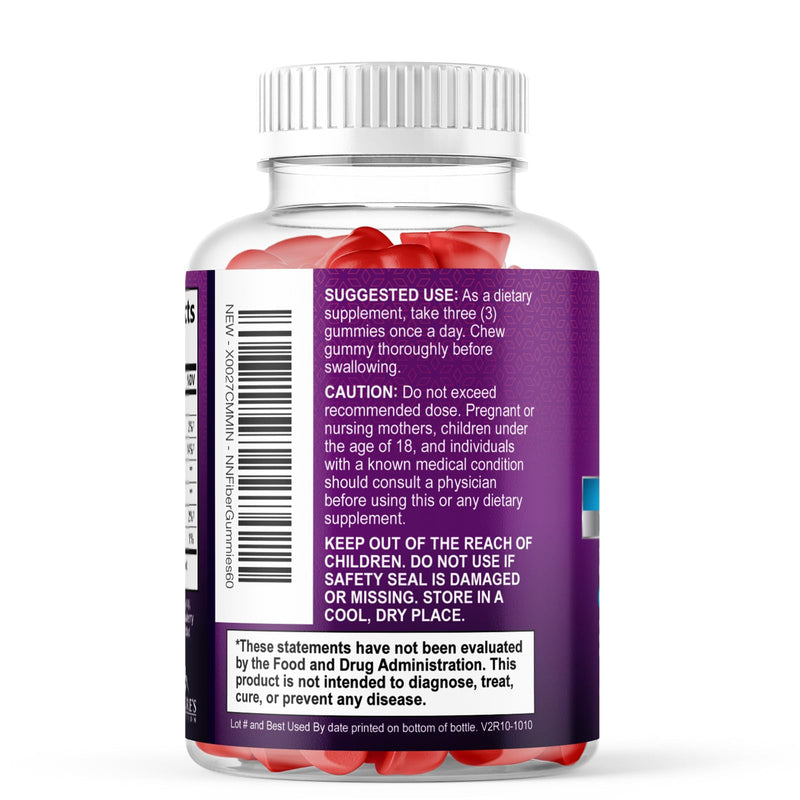 Fiber Gummies For Adults - Prebiotic Plant Based Fiber 4g Per Serving Gummy Supplement - Daily Digestive Health and Regularity Support - Gut Support Gummy Plant Based Digestion Support - 60 Gummies 60 Count (Pack of 1)