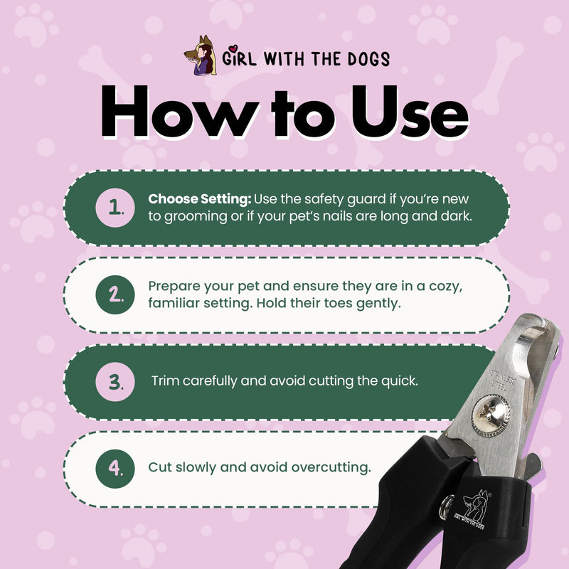 Pet Nail Clippers by Girl With The Dogs, Nail Clippers for Grooming and Claw Care for Cats/Dogs (Small) Small