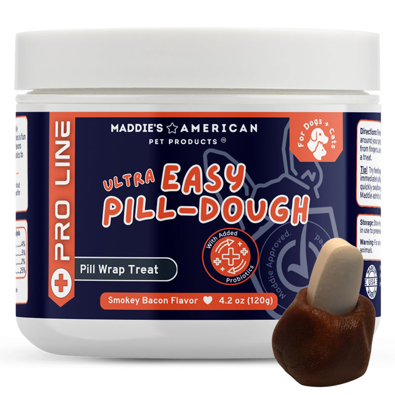 Ultra Easy Pill-Dough Treat Paste Wrap with Probiotics - Forms a Custom Pocket to Hide Pet Medications - Pro Line (1 Pack, Bacon) 1 Pack