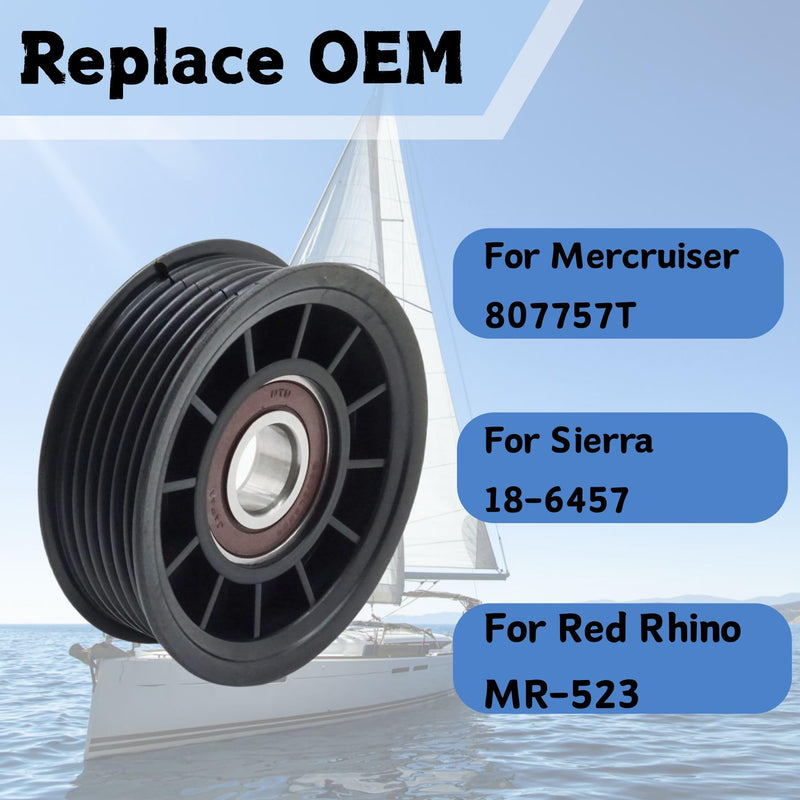 Boat Marine 807757T Idler Pulley Assembly for Mercruiser 4.3 5.0 5.7 6.2 7.4 8.2 L Stern Drive Replace 18-6457 For Mercruiser 4.3/5.0/5.7/6.2/7.4/8.2L SternDrive