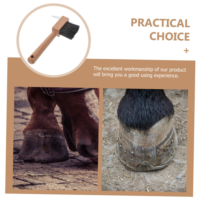 Hemoton Wooden Handle Horse Hoof Cleaning Brush Metal Bristles Horseshoe Repair Tool for Equine Cattle Hoof Care for Equestrian Supplies