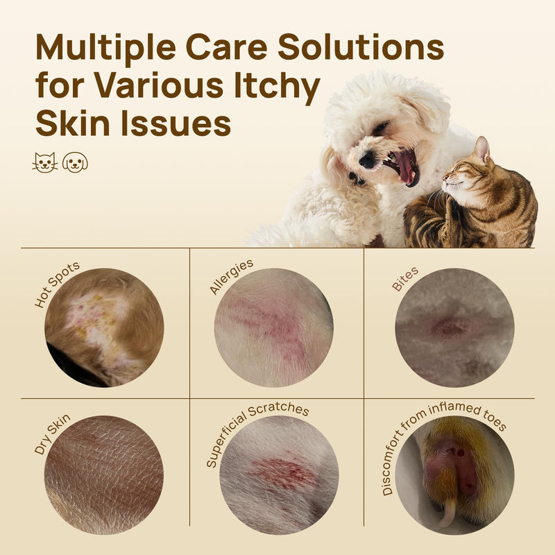 HICC PET Itch Relief Wipes for Dogs & Cats, Rapidly Relieves Itching, Soothes Hot Spots and Skin Irritations, Hypoallergenic Hot Spot Treatment Cleaning Wipes, Alleviate Dry Itchy Skin - 100 Count 100 Pcs
