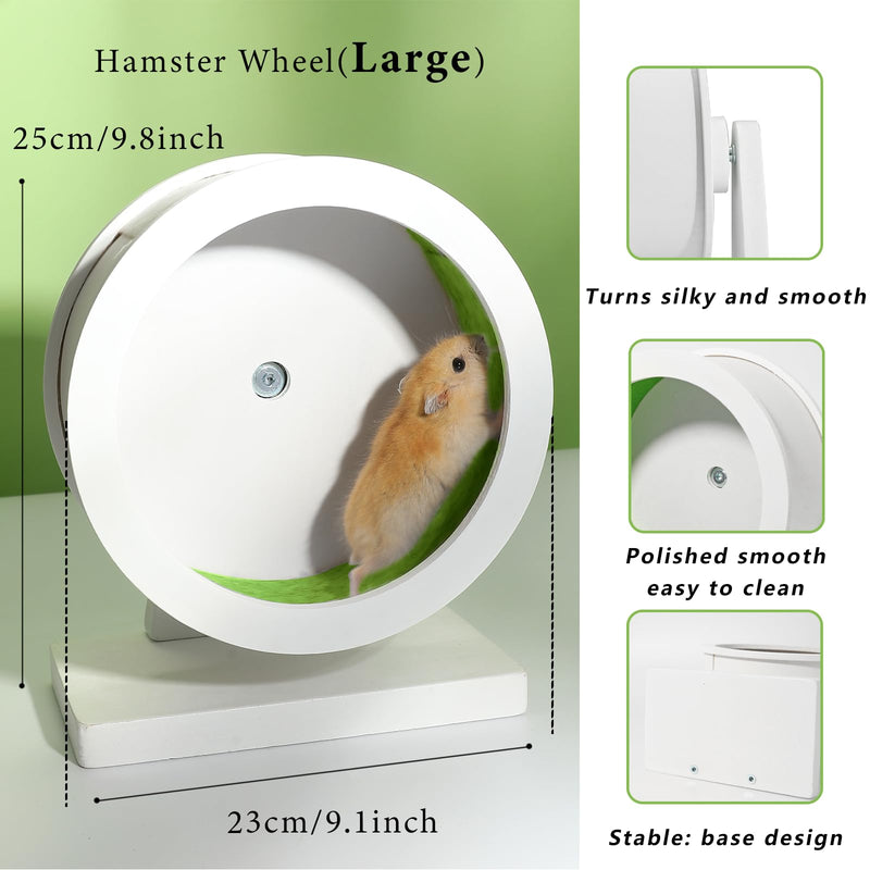 9.1 Inch Green Hamster Wheel Wooden Silent Training Exercise Wheel Quite Running Spinner Wheel for Dwarf, Gerbil, Guinea Pig, Hedgehog, Chinchilla (Green, Large) 9.1 inch - BeesActive Australia