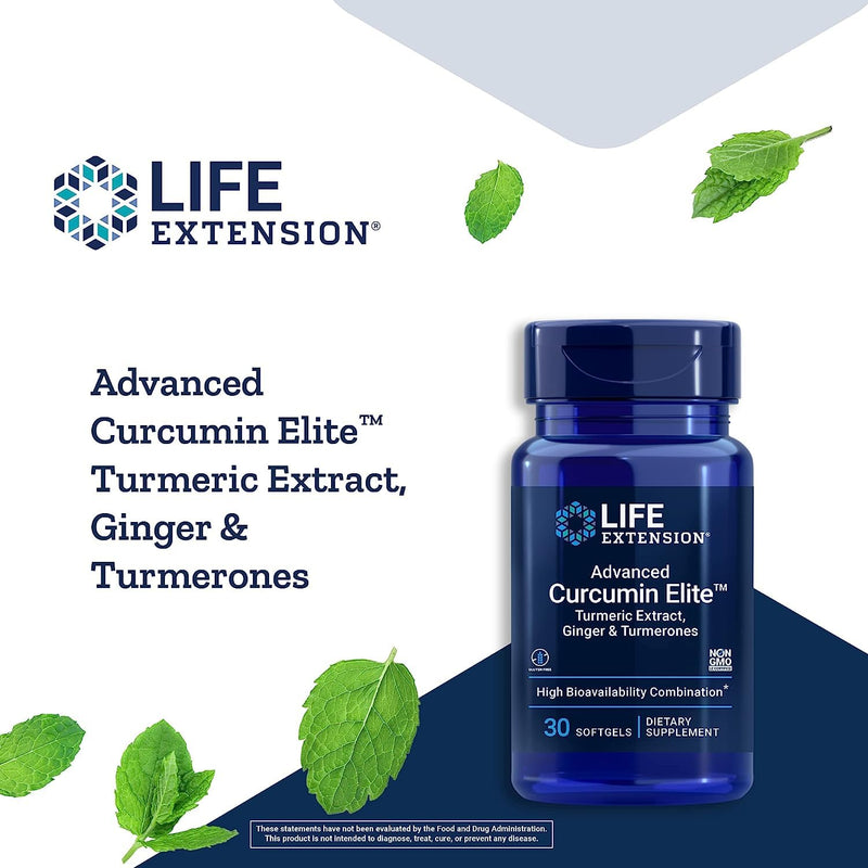 Life Extension Advanced Curcumin Elite Turmeric Extract, Ginger & Turmerones – For Healthy Inflammatory & Immune Response and Cardiovascualr & Brain Health – Gluten-Free, Non-GMO – 30 Softgels - BeesActive Australia