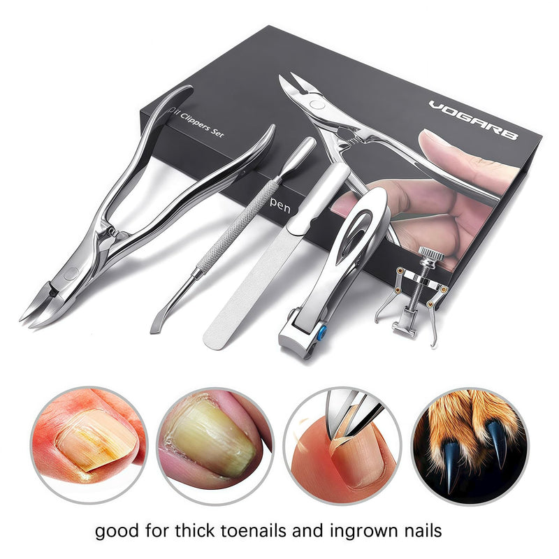 Long Handled Toenail Clippers for Seniors Thick Nails, Ultra Sharp Toe Nail Clippers for Men, Heavy Duty Stainless Steel, 5pcs Set JCDK5PS - BeesActive Australia