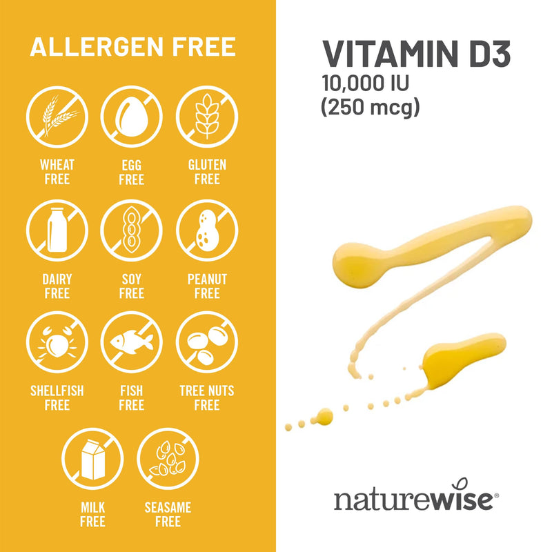 NatureWise Vitamin D3 10000IU Supplement, Immune Support, 90 Mini Softgels 90 Count (Pack of 1) 10000 IU