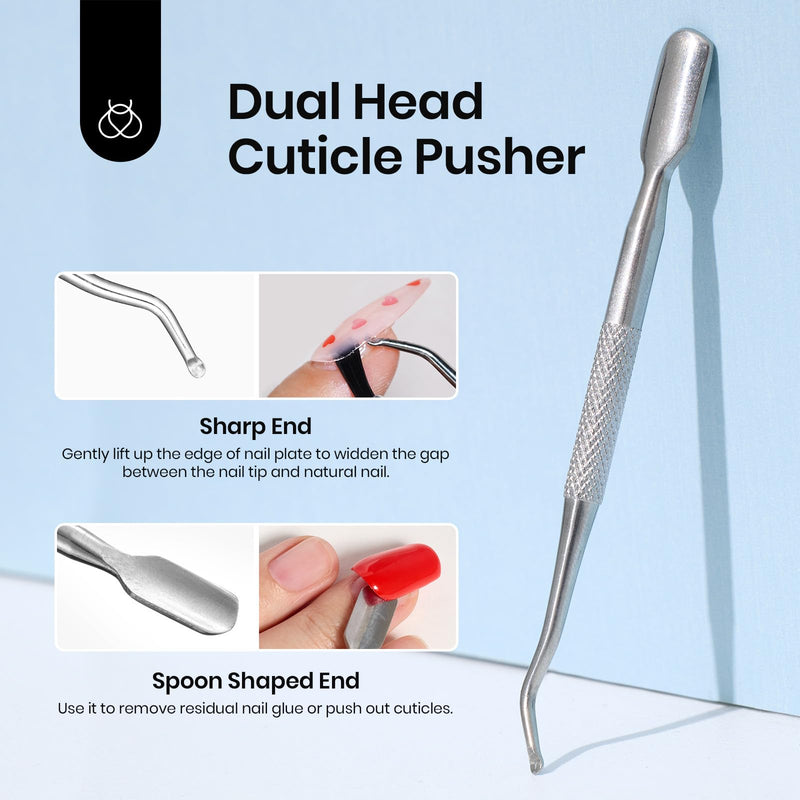 Beetles 2 Pcs Nail Glue Remover 20 ml for Press on Nails, False Nails Glue Remover for Fake Nail Tips Acrylics Nails Adhesive Remover Includes Cuticle Pusher, Not for Uv Gel Glue or Gel Polish 9-2 Pcs Nail Glue Remover 20 ml