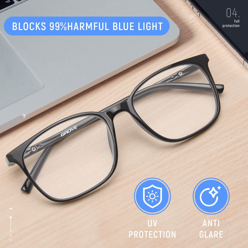 Gaoye Blue Light Blocking Glasses Women/Men, Computer Gaming Fake Eyeglasses Anti UV Ray-Spring Hinge Light Black & Leopard Clear - BeesActive Australia