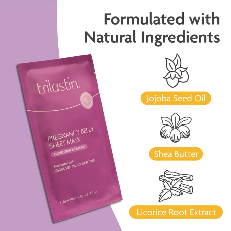 TriLASTIN Belly Masks - Belly Masks for Pregnant Women - Hydrating & Soothing for Itchy Skin - Reduces Stretch Marks - Safe for Sensitive Skin - Paraben & Phthalate-Free - Made in USA - 4 Pack - BeesActive Australia