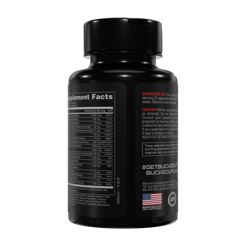 Bucked Up Stag Multivitamin - Men - Full Spectrum Vitamin Formula - Vitality, Immunity and Muscle Function (60 Capsules)