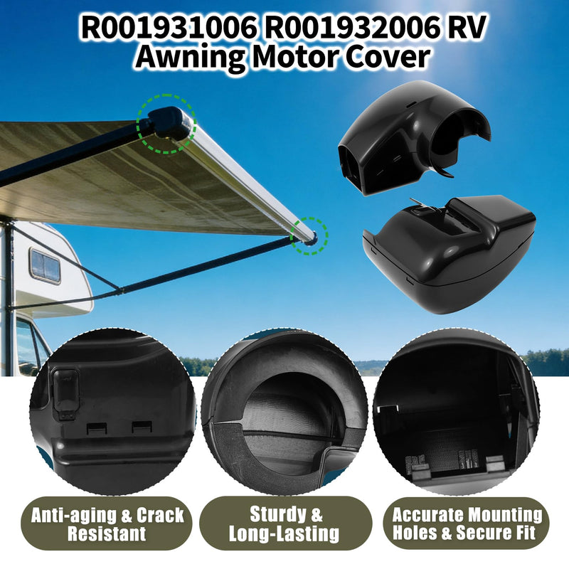 2 Pack RV Awning Motor & Idler Cover Kit R001931006 R001932006 Compatible with Carefree of Colorado Altitude/Compass TAJVAP 46JVAP, R001931-006 R001932-006 Awning End Cover Include L & R Side - Black