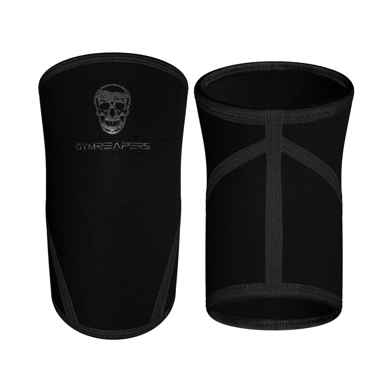 Gymreapers Knee Sleeves (1 Pair) With Gym Bag - IPF Approved - Knee Compression Sleeve Support for Squats, Weightlifting, and Powerlifting 7MM Neoprene Sleeves - 1 Year Warranty (Black/Black, Large) Black/Black - BeesActive Australia